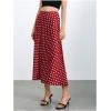 imageMakeMeChic Womens Silk Satin Polka Dots Midi Skirt Vintage Elegant Flowy Pencil Long SkirtsRed