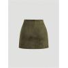 imageMakeMeChic Womens Suede Skirt Ruched Zip Back Bodycon Vintage Wrap Y2K Short SkirtsArmy Green