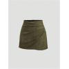 imageMakeMeChic Womens Suede Skirt Ruched Zip Back Bodycon Vintage Wrap Y2K Short SkirtsArmy Green