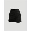 imageMakeMeChic Womens Suede Skirt Ruched Zip Back Bodycon Vintage Wrap Y2K Short SkirtsBlack