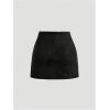 imageMakeMeChic Womens Suede Skirt Ruched Zip Back Bodycon Vintage Wrap Y2K Short SkirtsBlack