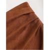imageMakeMeChic Womens Suede Skirt Ruched Zip Back Bodycon Vintage Wrap Y2K Short SkirtsBrown