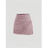 imageMakeMeChic Womens Suede Skirt Ruched Zip Back Bodycon Vintage Wrap Y2K Short SkirtsPink