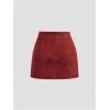 imageMakeMeChic Womens Suede Skirt Ruched Zip Back Bodycon Vintage Wrap Y2K Short SkirtsRed