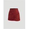 imageMakeMeChic Womens Suede Skirt Ruched Zip Back Bodycon Vintage Wrap Y2K Short SkirtsRed