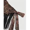 imageMakeMeChic Womens Wrap Fringe Skirt Cover Up Low Waisted Vintage Tie Side Boho Mini SkirtsBrown