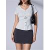 imageMakeMeChic Womens Y2k Mini Skirt with Shorts Underneath Skort Mini Micro Short SkirtsGrey