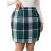 imageMakeMeChic Womens Plaid Skirt High Waisted Pencil Mini SkirtDark Green