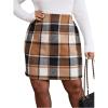 imageMakeMeChic Womens Plaid Skirt High Waisted Pencil Mini SkirtMulticolor