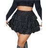 imageMakeMeChic Womens Plus Size Cheetah Print Mini Skirt Ruffle Tiered A Line Y2K Party SkirtsBlack