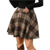 imageMakeMeChic Womens Plus Size Plaid Mini Skirt High Waisted Aline Flare Pleated SkirtBrown