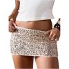 imageMakeMeChic Womens Sequin Mini Skirt Low Waisted Sparkly Micro Pencil SkirtGold