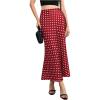 imageMakeMeChic Womens Silk Satin Polka Dots Midi Skirt Vintage Elegant Flowy Pencil Long SkirtsRed