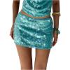 imageMakeMeChic Womens Sparkling Sequin Ruched Skirt Bodycon Going Out Y2K Party SkirtsBlue