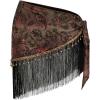 imageMakeMeChic Womens Wrap Fringe Skirt Cover Up Low Waisted Vintage Tie Side Boho Mini SkirtsBrown