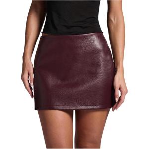 imageMakeMeChic Womens Faux Leather Mini Skirt Low Waist Party Club Short Skirts StreetwearRed