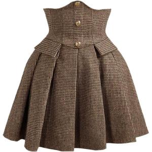 imageMakeMeChic Womens Plaid Mini Skirt Button Front Pleated A Line Flowy Elegant Houndstooth SkirtsMulticolor