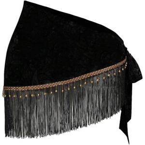 imageMakeMeChic Womens Wrap Fringe Skirt Cover Up Low Waisted Vintage Tie Side Boho Mini SkirtsBlack