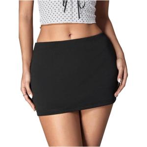imageMakeMeChic Womens Y2k Mini Skirt with Shorts Underneath Skort Mini Micro Short SkirtsBlack