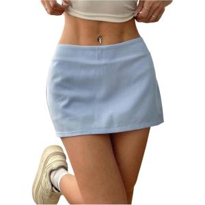 imageMakeMeChic Womens Y2k Mini Skirt with Shorts Underneath Skort Mini Micro Short SkirtsBlue