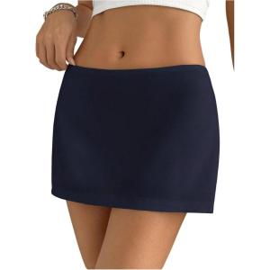 imageMakeMeChic Womens Y2k Mini Skirt with Shorts Underneath Skort Mini Micro Short SkirtsBlue B