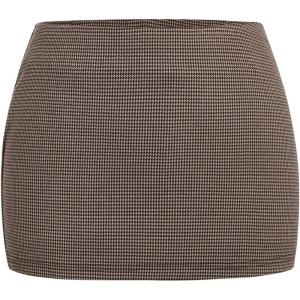 imageMakeMeChic Womens Y2k Mini Skirt with Shorts Underneath Skort Mini Micro Short SkirtsCoffee Brown