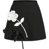 imageMakeMeChic Womens 3D Floral Skirt High Waist Bodycon Work Office Mini SkirtsBlack