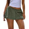 imageMakeMeChic Womens Bubble Skirts Plaid Elastic Waisted A Line Summer Y2K Mini SkirtsArmy Green