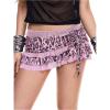 imageMakeMeChic Womens Cheetah Print Lace Skirt Ruched Drawstring Tiered Ruffle Y2k Mini SkirtsPink