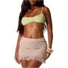 imageMakeMeChic Womens Crochet Skirt Low Waist Fringe Knit Bodycon Summer Short SkirtsMulticolor