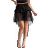 imageMakeMeChic Womens Mesh Tulle Skirt High Low Ruffle Lace Up Grunge Punk SkirtsBlack