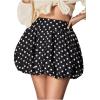 imageMakeMeChic Womens Polka Dots Mini Skirts Bubble Ruffle A Line Flare Cute SkirtBlack and White