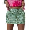 imageMakeMeChic Womens Sequin Mini Skirt Glitter Ruched Summer Vacation Party Concert Short SkirtsGreen