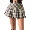 imageMakeMeChic Womens Summer Y2K Pleated A Line Mini Skirt Striped Button Side Short SkirtsYellow