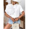 imageMakeMeChic Womens 3D Flower Short Sleeve Round Neck Drop Shoulder Summer Tee Shirts Top White Small