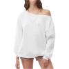 imageMakeMeChic Womens Off the Shoulder Sweatshirt Long Sleeve Oversized Sweatshirt Top