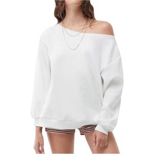 imageMakeMeChic Womens Off the Shoulder Sweatshirt Long Sleeve Oversized Sweatshirt Top