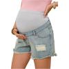 imageMakeMeChic Womens Maternity Denim Shorts Ripped Raw Hem Wide Leg Pregnancy Jean ShortsMedium Wash