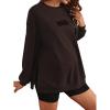 imageMakeMeChic Womens Maternity Sweatshirt Oversized Long Sleeve Split Side Graphic Pullover Tee Tops Pregnancy Mama SweatshirtCoffee Brown