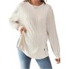 imageMakeMeChic Womens Maternity Tee Shirts Textured Long Sleeve Round Neck Slit Hem Pregnancy TopsApricot