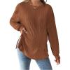 imageMakeMeChic Womens Maternity Tee Shirts Textured Long Sleeve Round Neck Slit Hem Pregnancy TopsMocha Brown