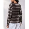 image:imageMAKEMECHIC Womens Striped Tops Long Sleeve Crew Neck Multi Ribbed Shirts Casual Pullover ShirtsMulticolor