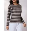image:imageMAKEMECHIC Womens Striped Tops Long Sleeve Crew Neck Multi Ribbed Shirts Casual Pullover ShirtsMulticolor