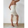image:imageMakeMeChic Womens Criss Cross Halter Dress Backless Fringe Bodycon Beach DressesApricot
