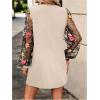 image:imageMakeMeChic Womens Fall Long Sleeve Floral Sheer Dress Wedding Guest Mesh Crew Neck Lace Black Mini DressesApricot