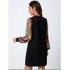 image:imageMakeMeChic Womens Fall Long Sleeve Floral Sheer Dress Wedding Guest Mesh Crew Neck Lace Black Mini DressesBlack Multi