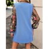 image:imageMakeMeChic Womens Fall Long Sleeve Floral Sheer Dress Wedding Guest Mesh Crew Neck Lace Black Mini DressesBlue