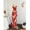 image:imageMakeMeChic Womens Floral Cowl Neck Cami Dress Backless Ruffle Bodycon Cocktail Maxi DressesMulticolor
