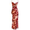 image:imageMakeMeChic Womens Floral Cowl Neck Cami Dress Backless Ruffle Bodycon Cocktail Maxi DressesMulticolor