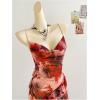 image:imageMakeMeChic Womens Floral Cowl Neck Cami Dress Backless Ruffle Bodycon Cocktail Maxi DressesMulticolor